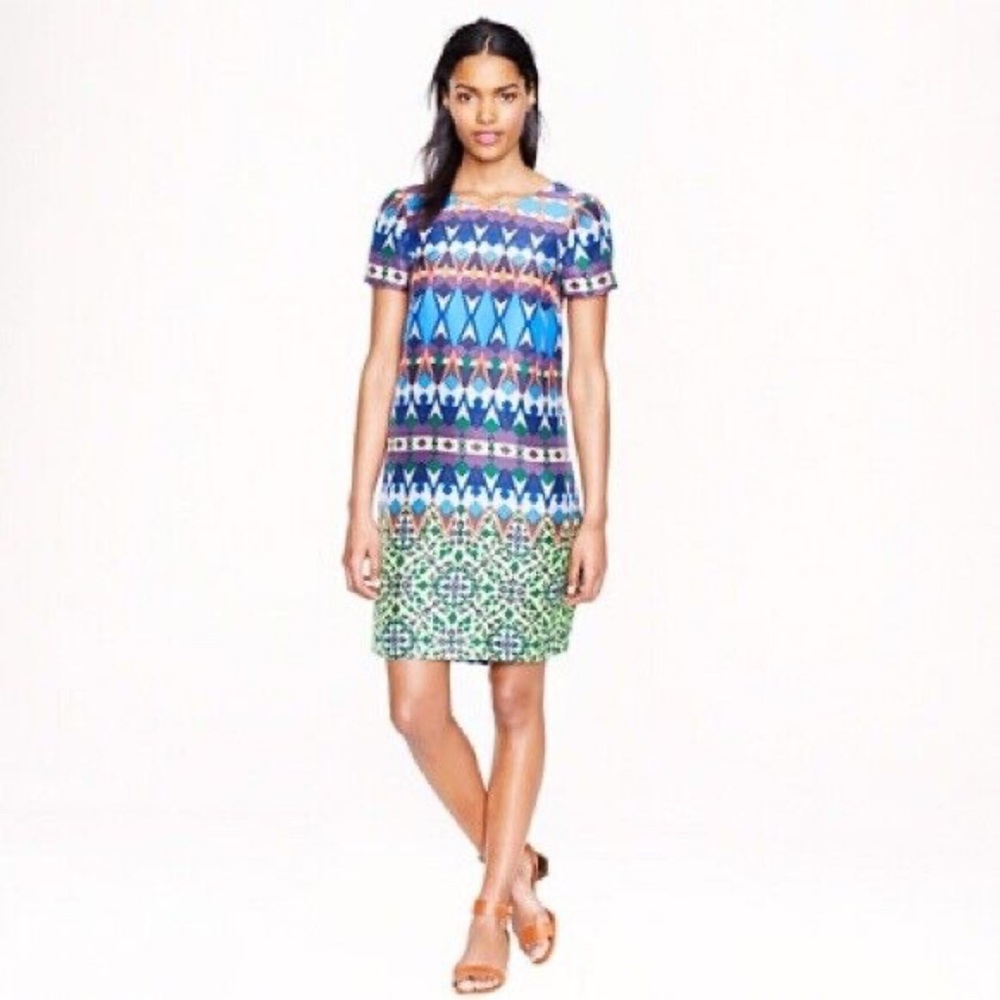 J.Crew Silk Gemstone Shift Dress Size 14